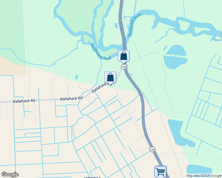 map of restaurants, bars, coffee shops, grocery stores, and more near 4502 Old Battlefield Boulevard in Chesapeake