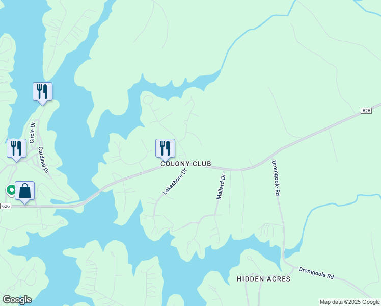 map of restaurants, bars, coffee shops, grocery stores, and more near 42 Kennon Drive in Valentines
