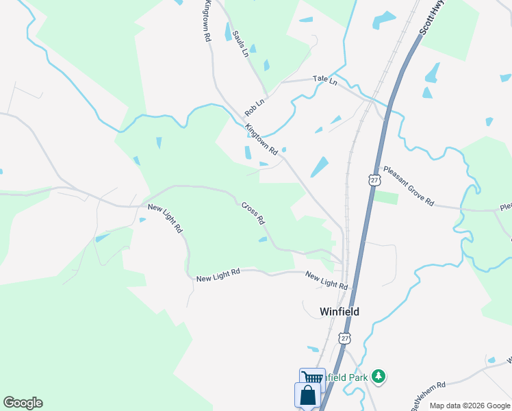 map of restaurants, bars, coffee shops, grocery stores, and more near 510 Cross Road in Winfield