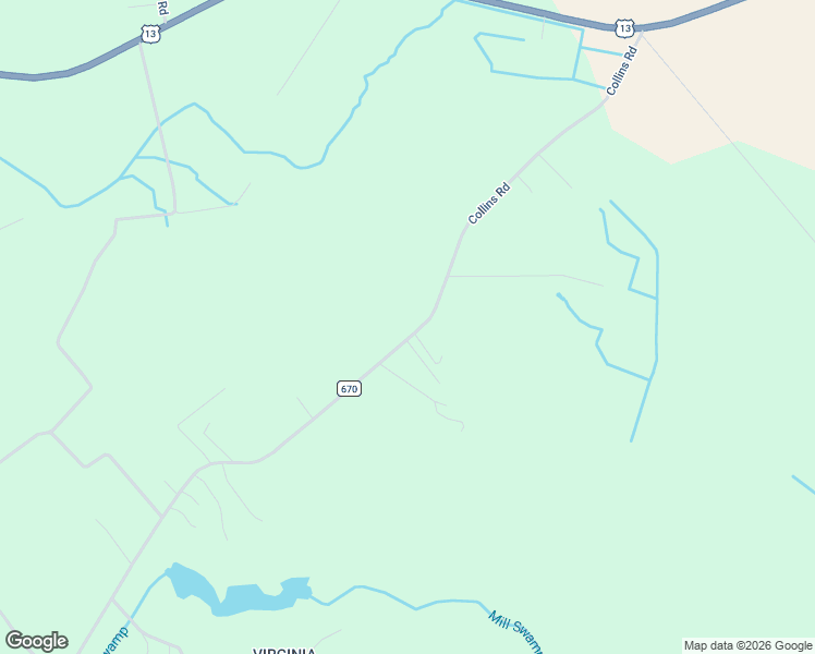 map of restaurants, bars, coffee shops, grocery stores, and more near 273 County Road 670 in Suffolk