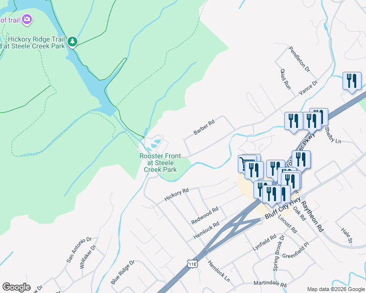 map of restaurants, bars, coffee shops, grocery stores, and more near 1117 Barber Road in Bristol