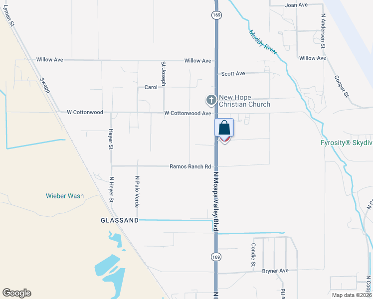 map of restaurants, bars, coffee shops, grocery stores, and more near 820 Ramos Ranch Road in Moapa Valley