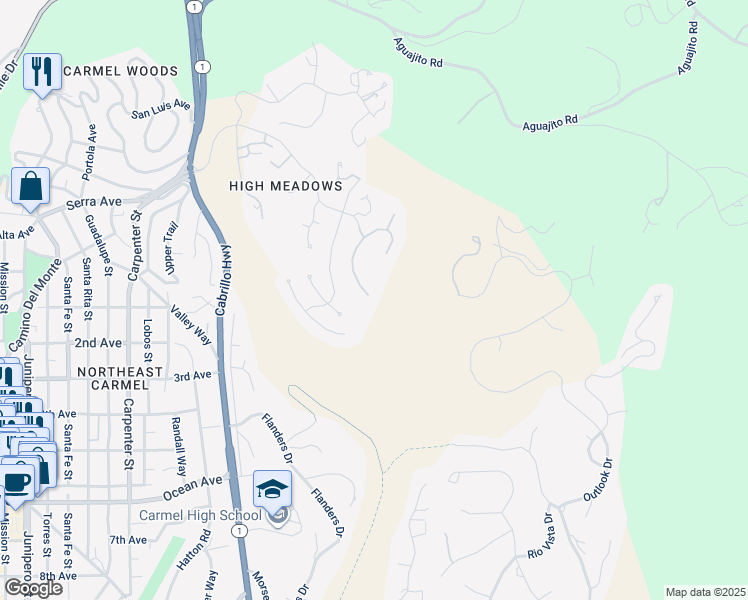 map of restaurants, bars, coffee shops, grocery stores, and more near 3587 Eastfield Court in Carmel