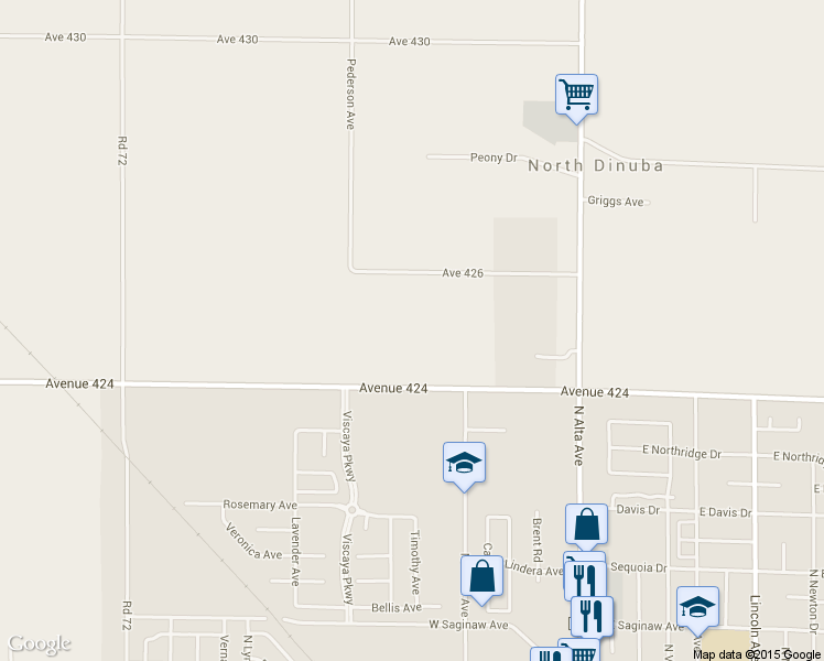 map of restaurants, bars, coffee shops, grocery stores, and more near 800 West Nebraska Avenue in Dinuba