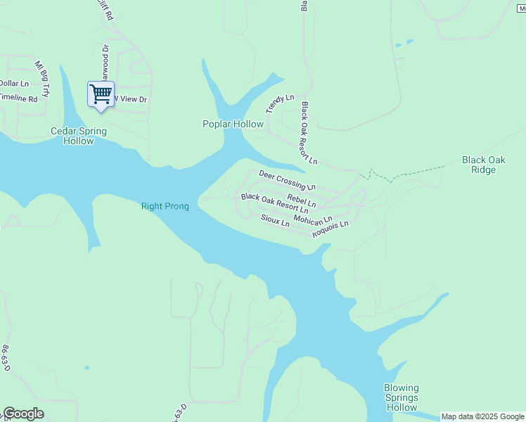 map of restaurants, bars, coffee shops, grocery stores, and more near 400-448 Mohican Lane in Lampe