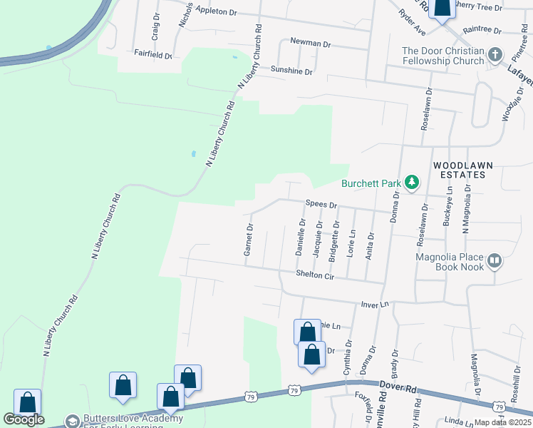 map of restaurants, bars, coffee shops, grocery stores, and more near 758 Spees Drive in Clarksville