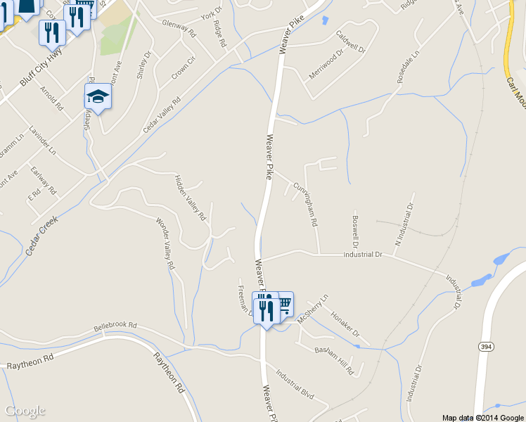 map of restaurants, bars, coffee shops, grocery stores, and more near 1925 Weaver Pike in Bristol