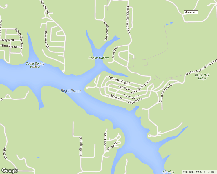 map of restaurants, bars, coffee shops, grocery stores, and more near 448 Mohican Lane in Lampe