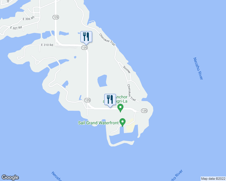 map of restaurants, bars, coffee shops, grocery stores, and more near 75200 South 125 Highway in Monkey Island