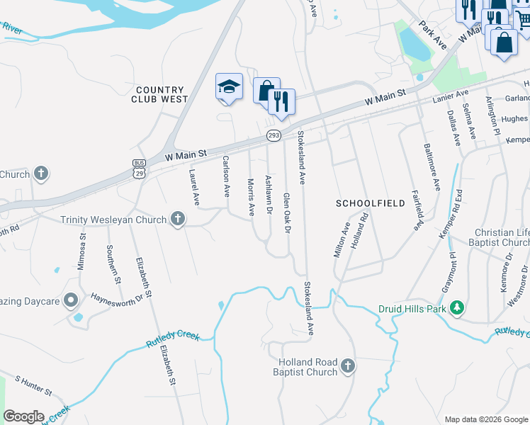 map of restaurants, bars, coffee shops, grocery stores, and more near 63 Morris Avenue in Danville