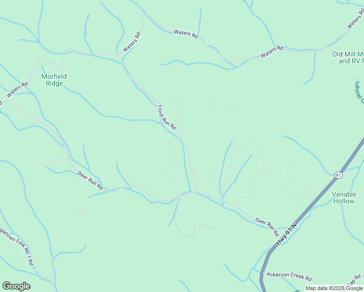 map of restaurants, bars, coffee shops, grocery stores, and more near 427 Trout Run Road in Mountain City