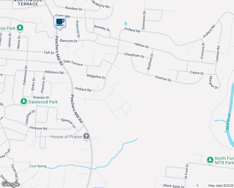 map of restaurants, bars, coffee shops, grocery stores, and more near 804 Leigh Ann Drive in Clarksville