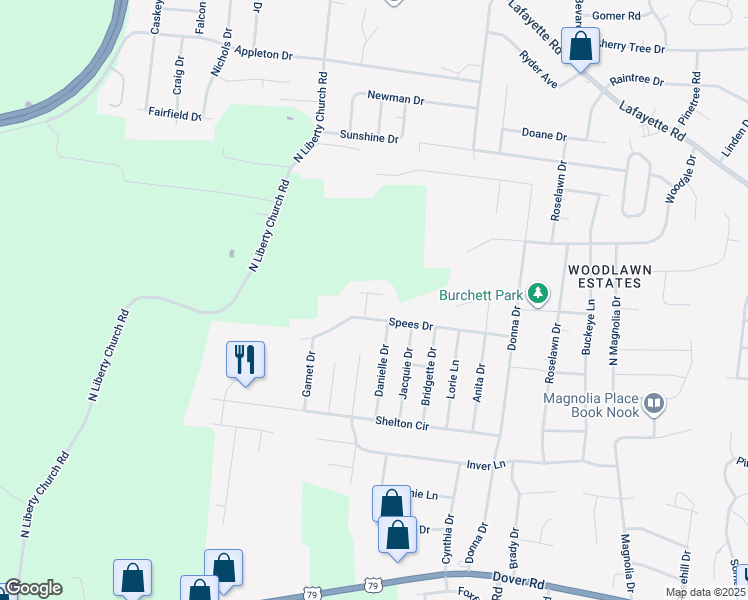map of restaurants, bars, coffee shops, grocery stores, and more near 747 Carmack Court in Clarksville