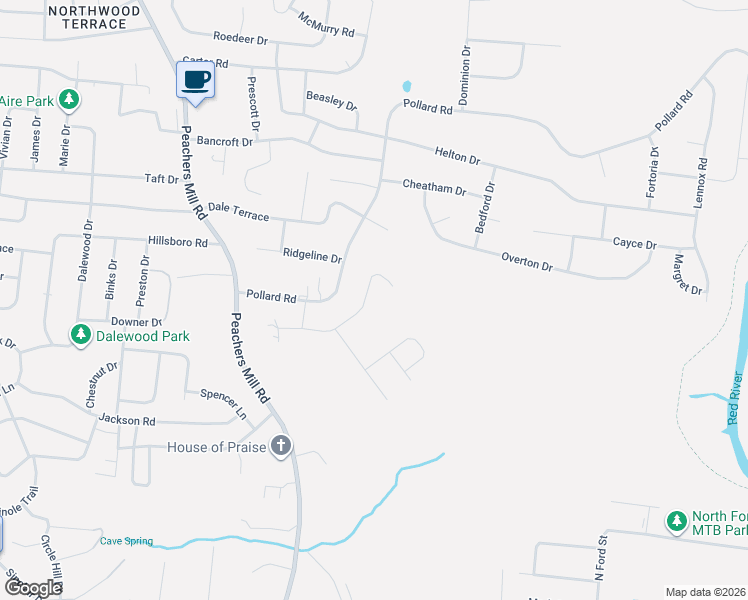 map of restaurants, bars, coffee shops, grocery stores, and more near 804 Leigh Ann Drive in Clarksville