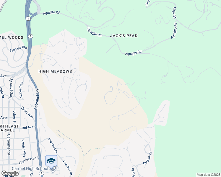 map of restaurants, bars, coffee shops, grocery stores, and more near 24655 Outlook Drive in Carmel-by-the-Sea