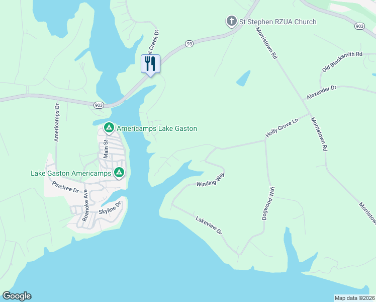 map of restaurants, bars, coffee shops, grocery stores, and more near 501-739 Holly Grove Lane in Bracey
