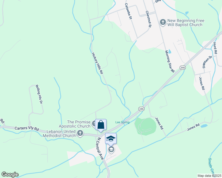 map of restaurants, bars, coffee shops, grocery stores, and more near 196 Hickory Hills Road in Church Hill