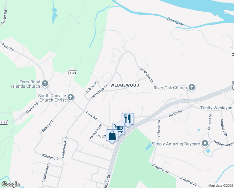 map of restaurants, bars, coffee shops, grocery stores, and more near 100-198 Winston Road in Danville