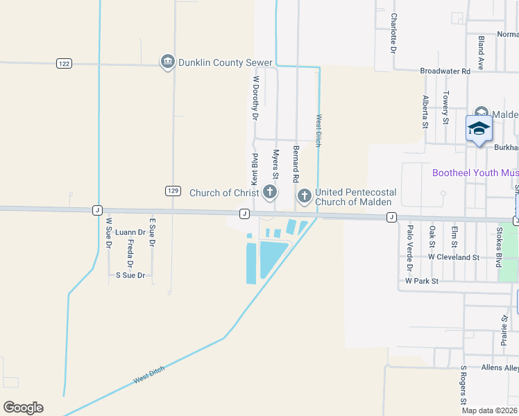 map of restaurants, bars, coffee shops, grocery stores, and more near 1899-2033 State Highway J in Malden