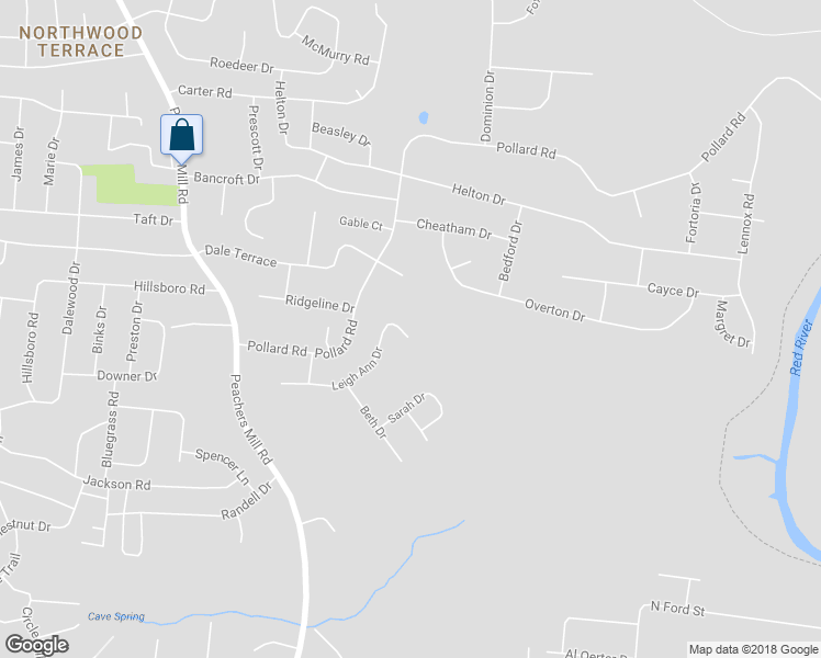 map of restaurants, bars, coffee shops, grocery stores, and more near 833 Leigh Ann Drive in Clarksville