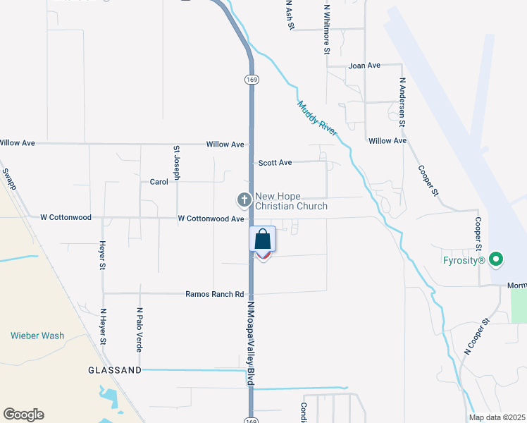 map of restaurants, bars, coffee shops, grocery stores, and more near 675 Stevens Avenue in Moapa Valley