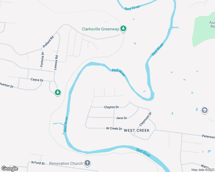 map of restaurants, bars, coffee shops, grocery stores, and more near 2009 West Creek Court in Clarksville