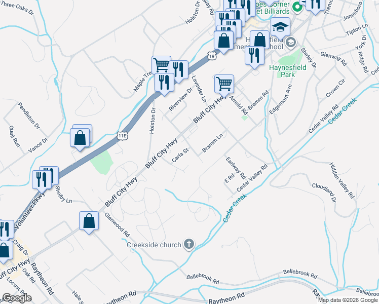 map of restaurants, bars, coffee shops, grocery stores, and more near 113 Carla Street in Bristol