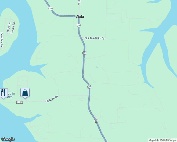 map of restaurants, bars, coffee shops, grocery stores, and more near 5092-5168 Highway 39 in Shell Knob