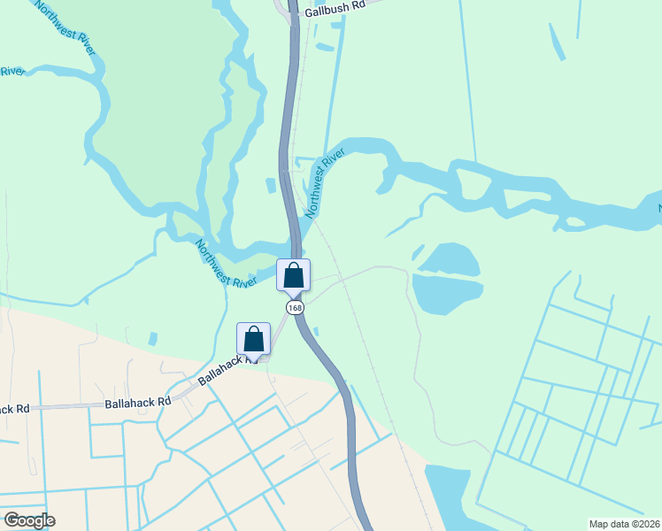 map of restaurants, bars, coffee shops, grocery stores, and more near 112 Station Road in Chesapeake