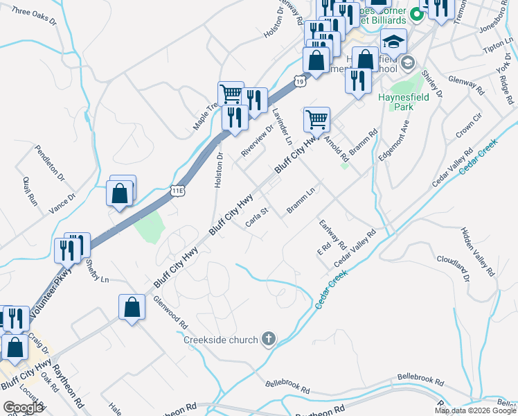 map of restaurants, bars, coffee shops, grocery stores, and more near 113 Carla St in Bristol