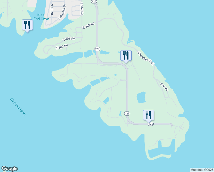 map of restaurants, bars, coffee shops, grocery stores, and more near 30995 Oklahoma 125 in Monkey Island