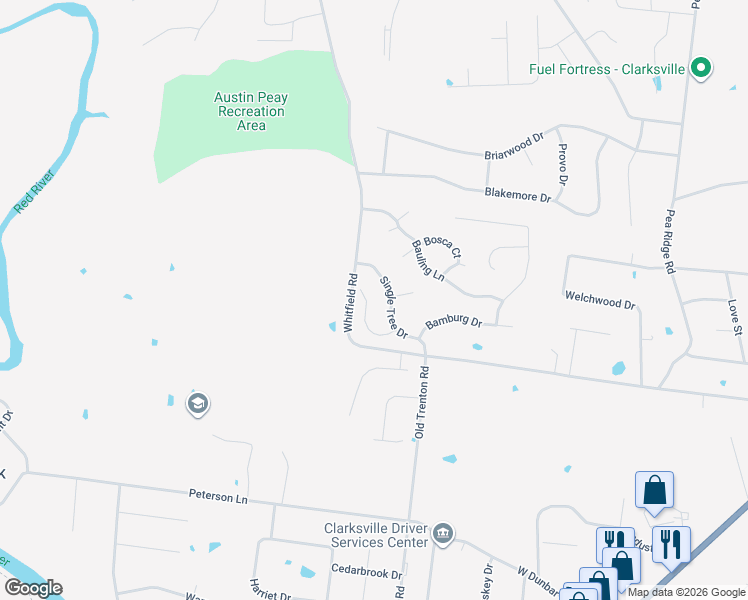 map of restaurants, bars, coffee shops, grocery stores, and more near 511 Eysian Road in Clarksville