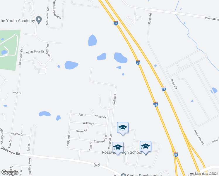 map of restaurants, bars, coffee shops, grocery stores, and more near 1163 Thornberry Drive in Clarksville