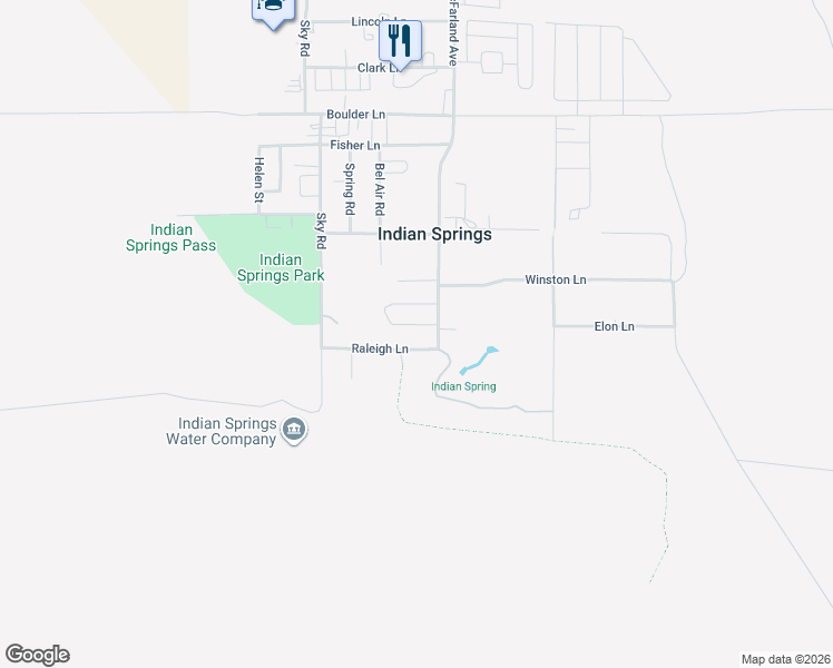 map of restaurants, bars, coffee shops, grocery stores, and more near 162 Sally Kaye Lane in Indian Springs