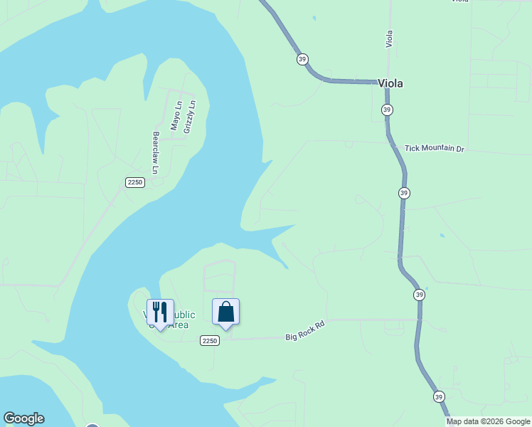 map of restaurants, bars, coffee shops, grocery stores, and more near Fr 2245 in Shell Knob