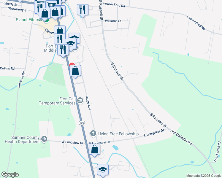 map of restaurants, bars, coffee shops, grocery stores, and more near 114 Emily Lane in Portland