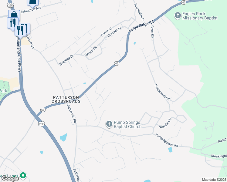 map of restaurants, bars, coffee shops, grocery stores, and more near 200 Danielle Court in Harrogate