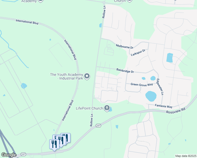 map of restaurants, bars, coffee shops, grocery stores, and more near 98 Holland Drive in Clarksville