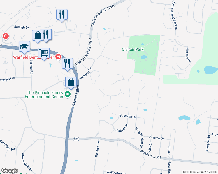 map of restaurants, bars, coffee shops, grocery stores, and more near 706 Courtland Avenue in Clarksville