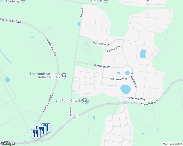 map of restaurants, bars, coffee shops, grocery stores, and more near 137 Holland Drive in Clarksville