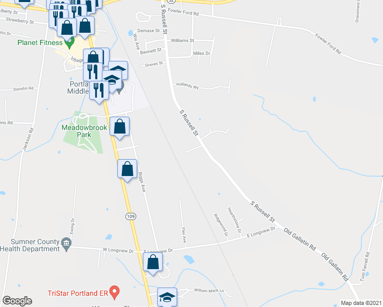 map of restaurants, bars, coffee shops, grocery stores, and more near 107 Emily Lane in Portland