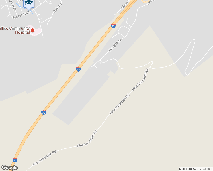 map of restaurants, bars, coffee shops, grocery stores, and more near 581 Douglas Lane in Jellico