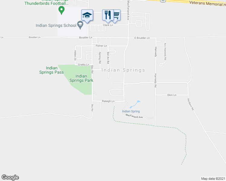 map of restaurants, bars, coffee shops, grocery stores, and more near 291 Appalachian Lane in Indian Springs