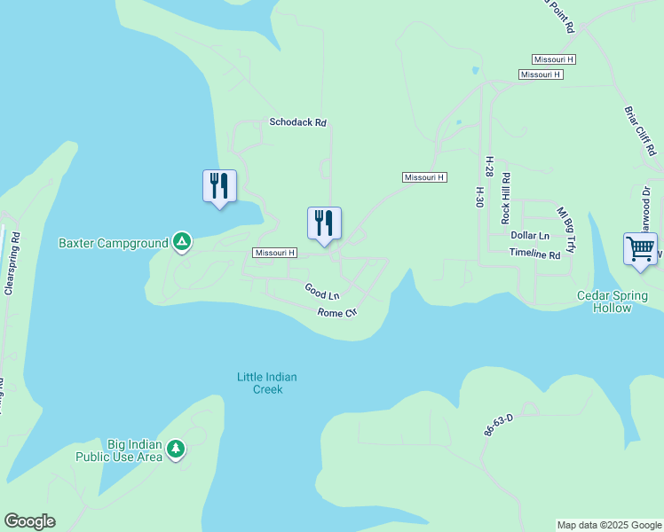 map of restaurants, bars, coffee shops, grocery stores, and more near 125 W Beach Ln in Stone
