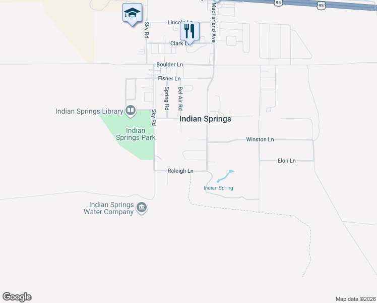 map of restaurants, bars, coffee shops, grocery stores, and more near 291 Appalachian Lane in Indian Springs