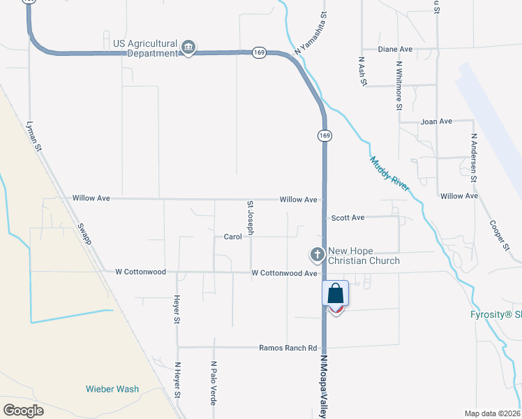 map of restaurants, bars, coffee shops, grocery stores, and more near 1470 Saint Joseph Street in Moapa Valley