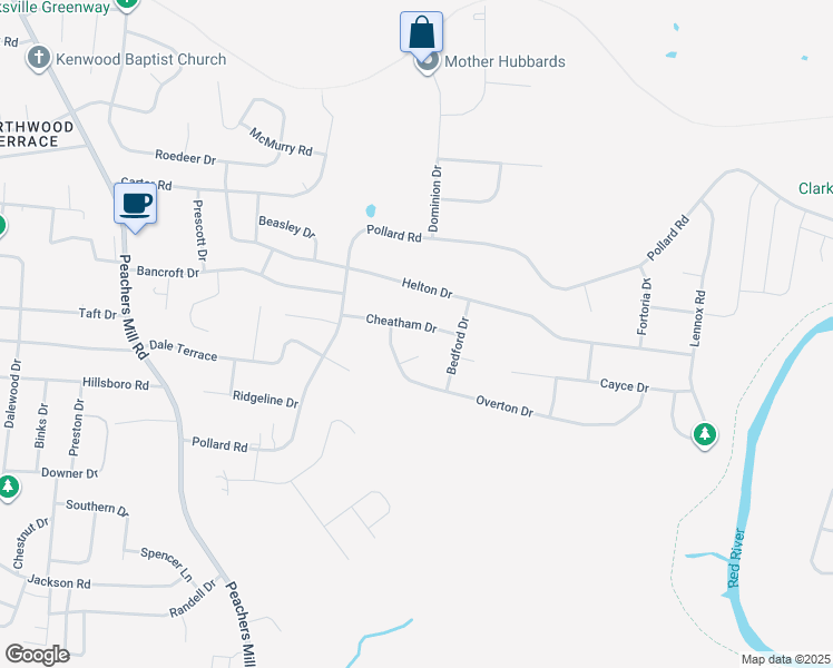 map of restaurants, bars, coffee shops, grocery stores, and more near 507 Haywood Court in Clarksville