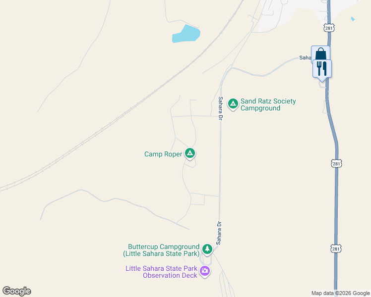map of restaurants, bars, coffee shops, grocery stores, and more near 247 Roper Road in Waynoka