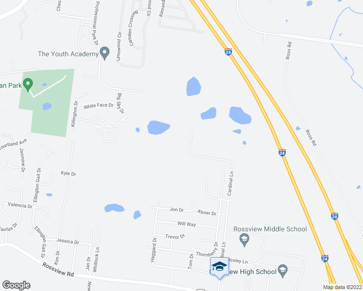 map of restaurants, bars, coffee shops, grocery stores, and more near 2600 Cardinal Lane in Clarksville