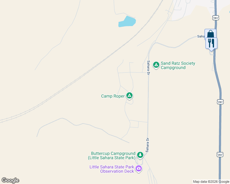 map of restaurants, bars, coffee shops, grocery stores, and more near 247 Roper Road in Waynoka